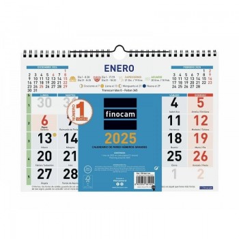 CALENDARIO PARED COLOR NEGRO M 30X21 2025+