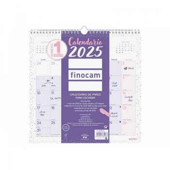 CALENDARIO PARED CHIC ESPACIO PARA ESCRIBIR 30X30 2025 MORADO+