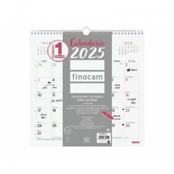 CALENDARIO PARED CHIC ESPACIO PARA ESCRIBIR 30X30 2025 BLANCO+