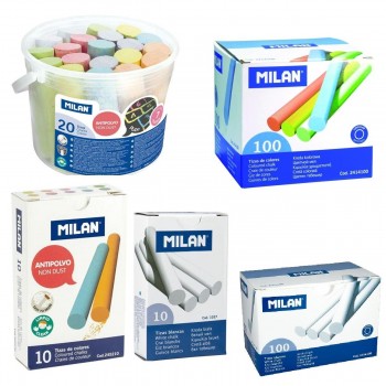 TIZAS COLORES SURTIDOS JUMBO BOTE 20UDS MILAN ANTIPOLVO (CARBONATO DE CALCIO)