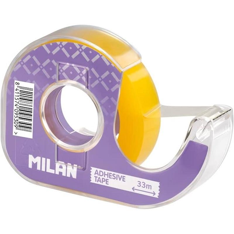 CINTA ADHESIVA CON PORTARROLLO 12X33M (AMARILLO TRANSPARENTE) ( 36 )