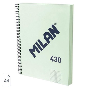 CUADERNO ESPIRAL MILAN CUADROS 5X5 DINA4 95GR VERDE 120H