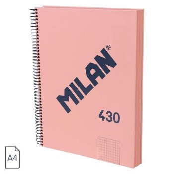 CUADERNO ESPIRAL MILAN CUADROS 5X5 DINA4 95GR ROSA 120H