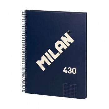 CUADERNO ESPIRAL MILAN CUADROS DINA4 AZUL 80H