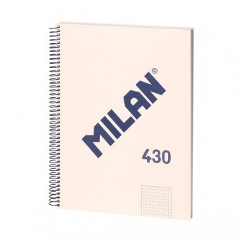 CUADERNO ESPIRAL MILAN CUADROS DINA4 BEIGE 80H