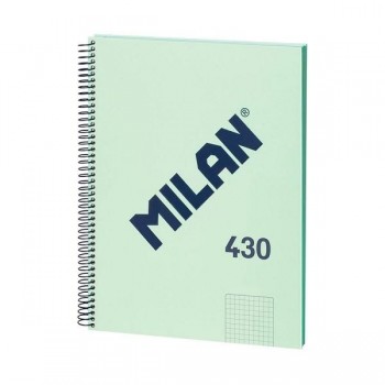 CUADERNO ESPIRAL MILAN CUADROS DINA4 VERDE 80H