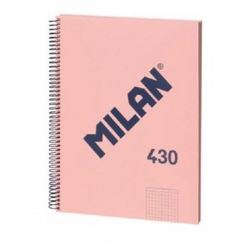 CUADERNO ESPIRAL MILAN CUADROS DINA4 ROSA 80H