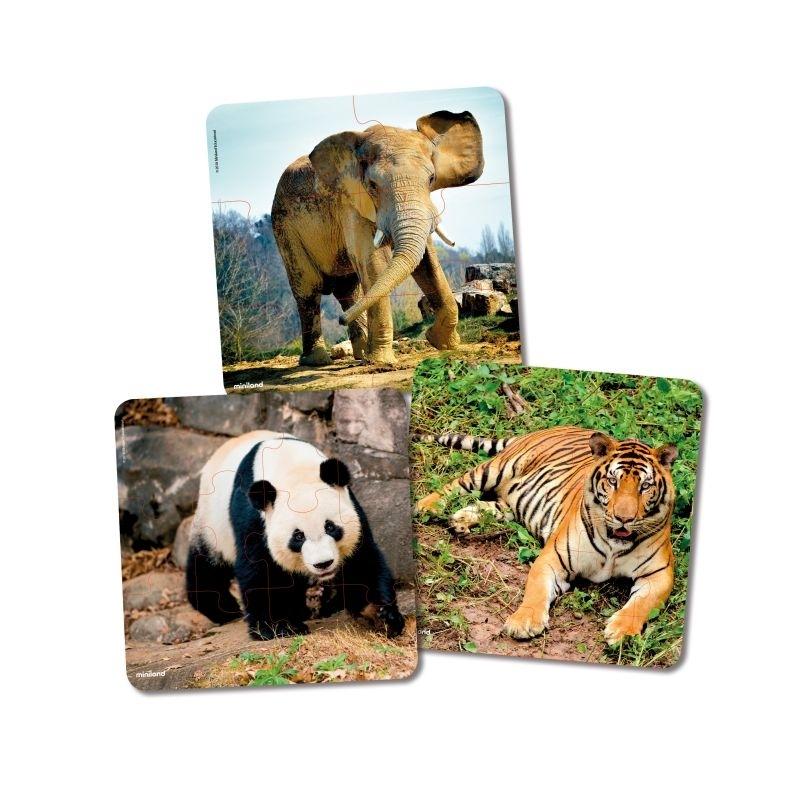 SET 3 PUZZLES PRO:ANIMALES UV MINILAND