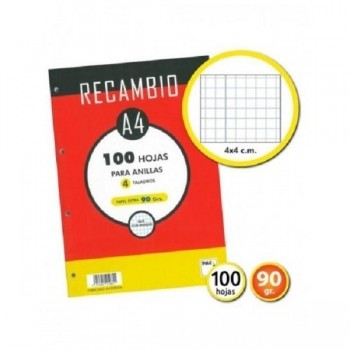 RECAMBIO DINA4 4X4 100H PACSA 90GR