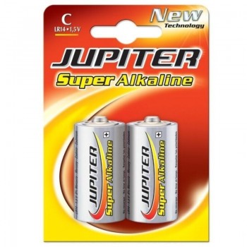 PILAS LR14 ALCALINA JUPITER SUPER BLISTER DE 2 UNIDADES