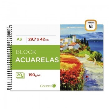 BLOCK DE DIBUJO  ACUARELA DINA3 190GR 20H GOLDEN POESSA