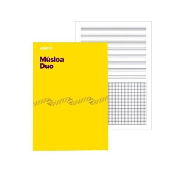 CUADERNO DE MUSICA FOLIO 8 PENTAGRAMAS + CUADRICULA GRAPADO MODELO DUO ADDITIO