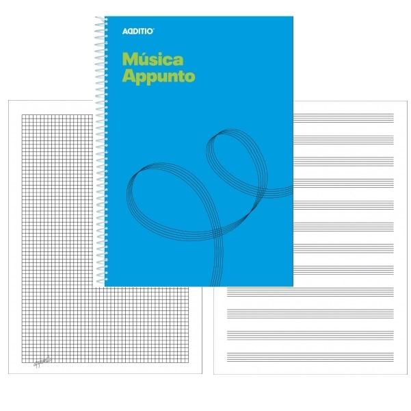 CUADERNO DE MUSICA FOLIO 12 PENTAGRAMAS + CUADRICULA ESPIRAL MODELO APPUNTO  ADDITIO