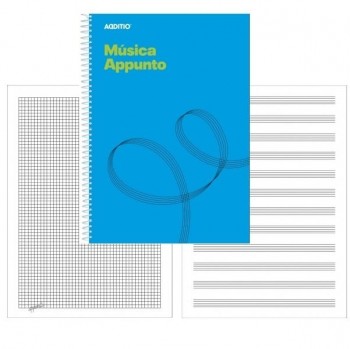 CUADERNO DE MUSICA FOLIO 12 PENTAGRAMAS + CUADRICULA ESPIRAL MODELO APPUNTO ADDITIO