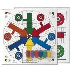 TABLERO DE PARCHIS 4 Y 6 JUGAD.MADER CON ACCESORIOS